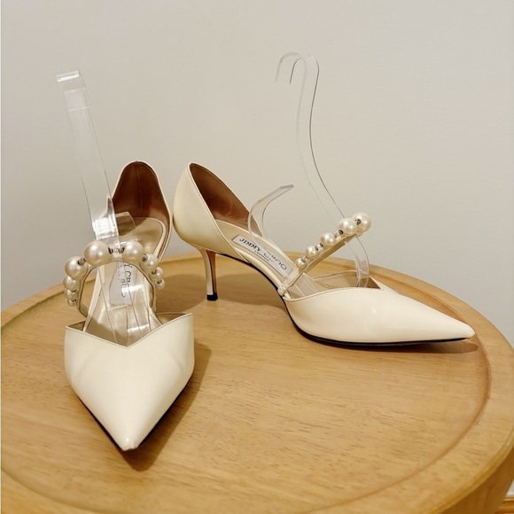 Jimmy Choo Aurelie Patent Leather Pearl Embellishment Heel - Picture 6 of 11